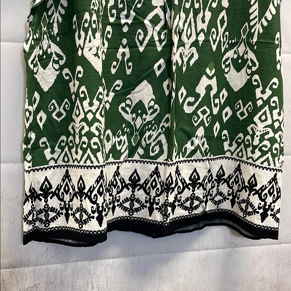 Haute Hippie, Green and White, Ruffle Cap Sleeve, Linen Blend, Boxy Blouse, (3X) - Picture 9 of 11